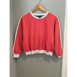 Polo Ralph‎ Lauren Kids Colorblock Sweatshirt Coral Teal Pink Green L 12-14